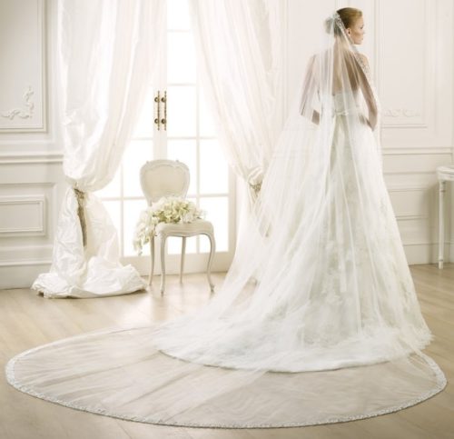 Velo Da Sposa Lungo Con Pettine Paillettes E Pizzo Bianco Avorio Punta Dita - Foto 5