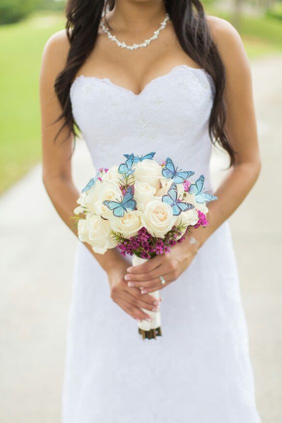 bouquet da sposa con farfalle